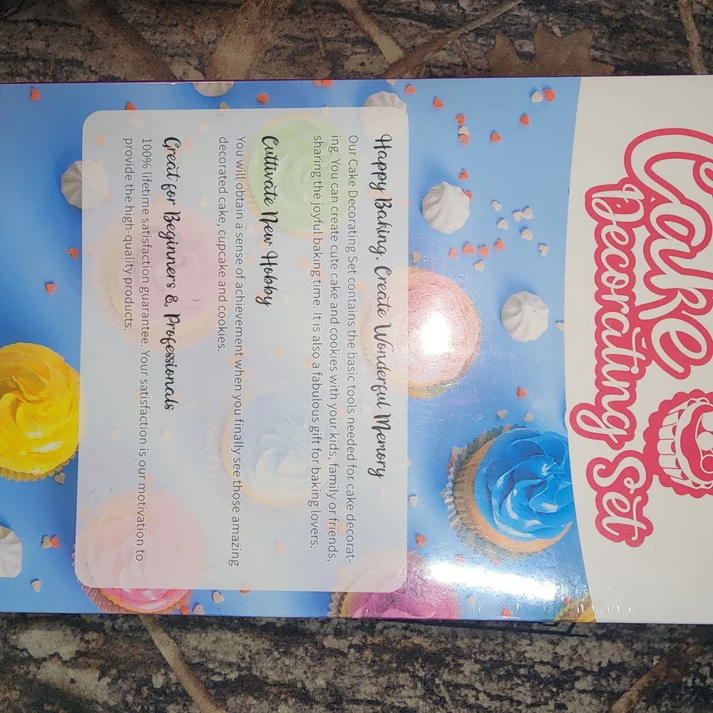 Cake Decorating Set with Pastel Pink, Blue, Green & Yellow Accents